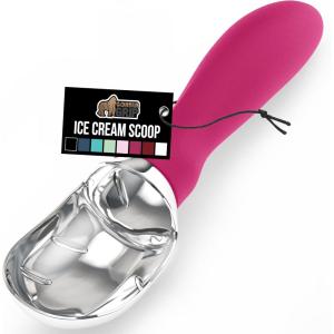 imageGORILLA GRIP BPAFree Heavy Duty Ice Cream Scoop Comfortable Ergonomic Handle Professional Grade Scooper for Perfect Round Scoops Spoon Frozen Hard Gelato Sorbet Cookie Dough Kitchen Tool BlackHot Pink