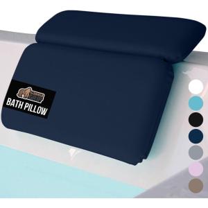 imageGORILLA GRIP Bath Pillow for Tub Improved Suction Cups Luxury Bathtub Pillows Headrest for Neck and Back Support Relaxing Home Spa Hot Tubs and Bathroom Essentials Gifts for Women 2 Panel WhiteNavy