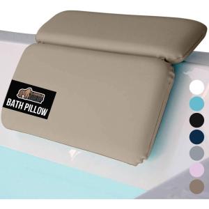 imageGORILLA GRIP Bath Pillow for Tub Improved Suction Cups Luxury Bathtub Pillows Headrest for Neck and Back Support Relaxing Home Spa Hot Tubs and Bathroom Essentials Gifts for Women 2 Panel WhiteBeige