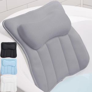 imageGORILLA GRIP Bath Pillow for Tub with Powerful Suction Cups Headrest Bathtub Pillows for Neck and Back Support Machine Washable Bathtub Accessories for Women Relaxing Spa Gift Essentials WhiteGray