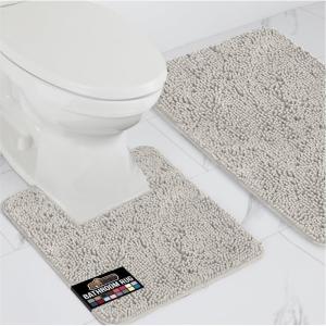 imageGORILLA GRIP Bathroom Rug Sets Soft Chenille 2 Piece Area Rugs Set Toilet Base Mat and 30x20 Carpet Absorbent Microfiber Washable Mats Dry Quickly Home Dcor and Bath Room Accessories GreyLight Gray