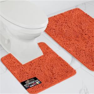 imageGORILLA GRIP Bathroom Rug Sets Soft Chenille 2 Piece Area Rugs Set Toilet Base Mat and 30x20 Carpet Absorbent Microfiber Washable Mats Dry Quickly Home Dcor and Bath Room Accessories GreyCoral