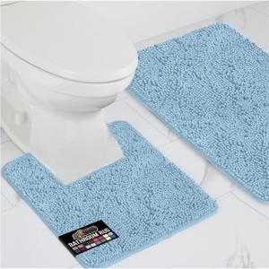 imageGORILLA GRIP Bathroom Rug Sets Soft Chenille 2 Piece Area Rugs Set Toilet Base Mat and 30x20 Carpet Absorbent Microfiber Washable Mats Dry Quickly Home Dcor and Bath Room Accessories GreySky