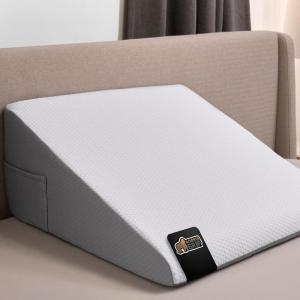imageGORILLA GRIP Bed Wedge Pillow for Sleeping Soft Dual Layer Memory Foam Stay in Place Dots Breathable Ergonomic Headboard Triangle Sleep Support Reading Elevation Anti Snoring 12in WhiteWhiteGray