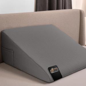 imageGORILLA GRIP Bed Wedge Pillow for Sleeping Soft Dual Layer Memory Foam Stay in Place Dots Breathable Ergonomic Headboard Triangle Sleep Support Reading Elevation Anti Snoring 12in WhiteSoft Gray