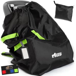 imageGORILLA GRIP Car Seat Travel Bag for Airplane Gate Check Easy Carry Backpack Bags Cover Carseats Infant Baby Carriers and Toddler Booster Seats for Airport Child Air Travels Essential FluorescentFluorescent