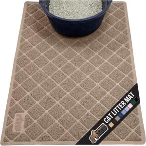 imageGORILLA GRIP Cat Litter Box Mat 35x23 Water Resistant US Designed Kitty Litter Trapping Mats Easy to Clean Scatter Control Less Mess and Clean Floors Kitten Supplies for Indoor Cats GrayBeige