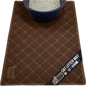 imageGORILLA GRIP Cat Litter Box Mat 35x23 Water Resistant US Designed Kitty Litter Trapping Mats Easy to Clean Scatter Control Less Mess and Clean Floors Kitten Supplies for Indoor Cats GrayBrown