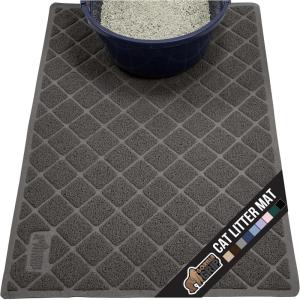imageGORILLA GRIP Cat Litter Box Mat 35x23 Water Resistant US Designed Kitty Litter Trapping Mats Easy to Clean Scatter Control Less Mess and Clean Floors Kitten Supplies for Indoor Cats GrayCharcoal