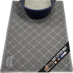 imageGORILLA GRIP Cat Litter Box Mat 35x23 Water Resistant US Designed Kitty Litter Trapping Mats Easy to Clean Scatter Control Less Mess and Clean Floors Kitten Supplies for Indoor Cats GrayGrey