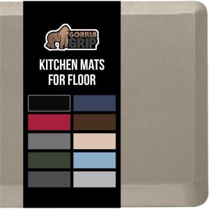 imageGORILLA GRIP Comfortable Cushioned Kitchen Mats for Floor 39x20 Waterproof and Stain Resistant Soft Top 34 Inch Thick Ergonomic Standing Desk Anti Fatigue Mat Foam Supports Ankles and Feet BlackTaupe