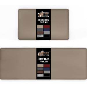 imageGORILLA GRIP Comfortable Cushioned Kitchen Mats for Floor 39x20 Waterproof and Stain Resistant Soft Top 34 Inch Thick Ergonomic Standing Desk Anti Fatigue Mat Foam Supports Ankles and Feet BlackBeige