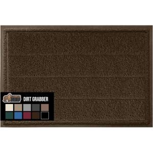 imageGORILLA GRIP Dirt Grabber Mesh Doormat LowProfile Stain and Fade Resistant Heavy Duty Quick Dry Striped Doormats Mats for Indoor or Outdoor Entry Shoe Scraper Garage Entrance Mat 47x35 Dark GrayBrown
