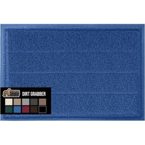 imageGORILLA GRIP Dirt Grabber Mesh Doormat LowProfile Stain and Fade Resistant Heavy Duty Quick Dry Striped Doormats Mats for Indoor or Outdoor Entry Shoe Scraper Garage Entrance Mat 47x35 Dark GrayBlue
