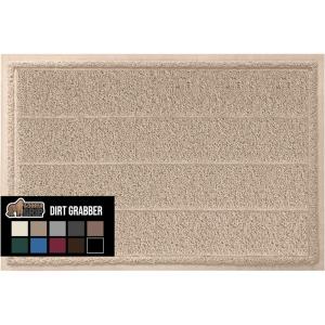 imageGORILLA GRIP Dirt Grabber Mesh Doormat LowProfile Stain and Fade Resistant Heavy Duty Quick Dry Striped Doormats Mats for Indoor or Outdoor Entry Shoe Scraper Garage Entrance Mat 47x35 Dark GrayBeige