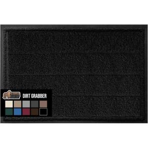 imageGORILLA GRIP Dirt Grabber Mesh Doormat LowProfile Stain and Fade Resistant Heavy Duty Quick Dry Striped Doormats Mats for Indoor or Outdoor Entry Shoe Scraper Garage Entrance Mat 47x35 Dark GrayBlack
