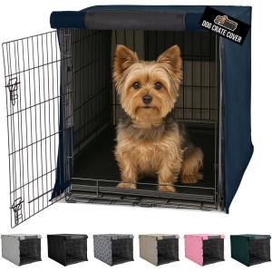 imageGORILLA GRIP Dog Crate Covers Compatible with Amazon Basics Dog Crates All Sides Open Privacy Cover Fits 36quot Wire Kennel Breathable Mesh Windows Light Reducing Puppy Training Cage Topper BlackNavy