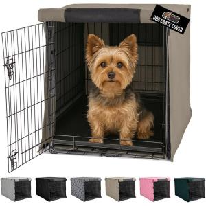 imageGORILLA GRIP Dog Crate Covers Compatible with Amazon Basics Dog Crates All Sides Open Privacy Cover Fits 36quot Wire Kennel Breathable Mesh Windows Light Reducing Puppy Training Cage Topper BlackLight Taupe