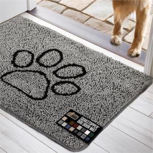 imageGORILLA GRIP Dog Doormat Absorbent Doormats for Muddy Dogs Paws 36x24 Machine Washable Soakstopper Rugs Cleaner Floors US Designed Pet Bed Door Mat Indoor Entrance Pets Rug Paw GrayGray Black