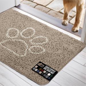 imageGORILLA GRIP Dog Doormat Absorbent Doormats for Muddy Dogs Paws 36x24 Machine Washable Soakstopper Rugs Cleaner Floors US Designed Pet Bed Door Mat Indoor Entrance Pets Rug Paw GrayBeige Ivory