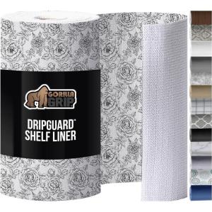 imageGORILLA GRIP DripGuard Drawer and Shelf Liner for Cabinet Slip Resistant Non Adhesive Protection for Kitchen BPA Free Smooth Surface Plastic Liners for Cabinets Bathroom Drawers 12x120 Inch WhiteVintage Rose