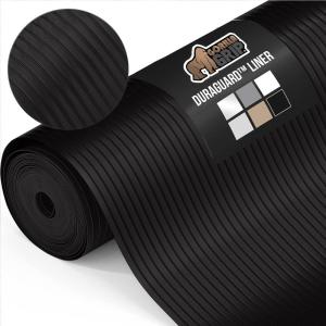 imageGORILLA GRIP DuraGuard Shelf Liner NonAdhesive Cabinet Liners for Kitchen Drawers Shelves Refrigerator Pantry Storage Bathroom Closet Durable Waterproof BPA Free Ribbed Plastic 12x10 Lt GrayBlack Onyx Ribbed