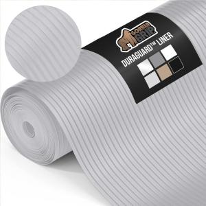 imageGORILLA GRIP DuraGuard Shelf Liner NonAdhesive Cabinet Liners for Kitchen Drawers Shelves Refrigerator Pantry Storage Bathroom Closet Durable Waterproof BPA Free Ribbed Plastic 12x10 Lt GrayLight Gray Ribbed