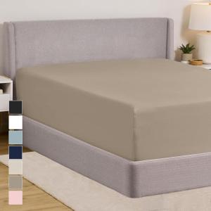 imageGORILLA GRIP Fitted Sheets Stay in Place Twin Size Deep Pocket Bottom Bed Sheets for Mattress Lightweight Microfiber Sbana All Around Elastic OekoTex Wrinkle and Shrink Resistant CreamTaupe