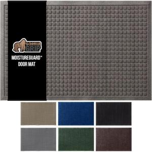imageGORILLA GRIP Front Door Mat Indoor Outdoor Ultra Absorbent Moisture Guard Doormat Absorbs Up to 17 Cups of Water Stain and Fade Resistant Rubber Backing Doormats Captures Dirt 29x17 GrayCharcoal