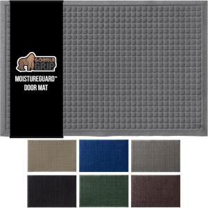 imageGORILLA GRIP Front Door Mat Indoor Outdoor Ultra Absorbent Moisture Guard Doormat Absorbs Up to 17 Cups of Water Stain and Fade Resistant Rubber Backing Doormats Captures Dirt 29x17 GrayGrey