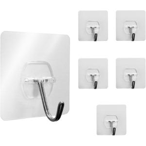 imageGORILLA GRIP Heavy Duty 25lbs Extra Grippy Reusable Wall Hooks for Hanging Easy Install Strong Stick on Removable Hook No Nail Damage MultiSurface Use for Decorations 5 Pack Metal