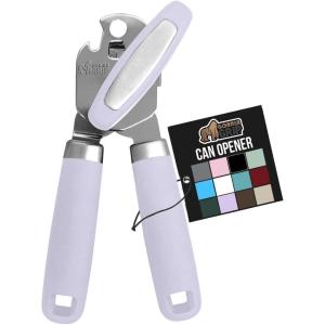 imageGORILLA GRIP Heavy Duty Stainless Steel Smooth Edge Manual Can Opener and Bottle Openers Soft Comfortable Handle Oversized Handheld Turn Knob US Designed Multifunctional Kitchen Tool WhiteLavender