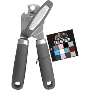 imageGORILLA GRIP Heavy Duty Stainless Steel Smooth Edge Manual Can Opener and Bottle Openers Soft Comfortable Handle Oversized Handheld Turn Knob US Designed Multifunctional Kitchen Tool WhiteGray