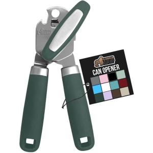 imageGORILLA GRIP Heavy Duty Stainless Steel Smooth Edge Manual Can Opener and Bottle Openers Soft Comfortable Handle Oversized Handheld Turn Knob US Designed Multifunctional Kitchen Tool WhiteHunter Green