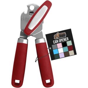imageGORILLA GRIP Heavy Duty Stainless Steel Smooth Edge Manual Can Opener and Bottle Openers Soft Comfortable Handle Oversized Handheld Turn Knob US Designed Multifunctional Kitchen Tool WhiteRed