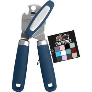 imageGORILLA GRIP Heavy Duty Stainless Steel Smooth Edge Manual Can Opener and Bottle Openers Soft Comfortable Handle Oversized Handheld Turn Knob US Designed Multifunctional Kitchen Tool WhiteBlue