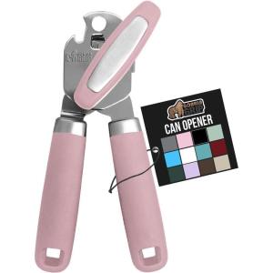 imageGORILLA GRIP Heavy Duty Stainless Steel Smooth Edge Manual Can Opener and Bottle Openers Soft Comfortable Handle Oversized Handheld Turn Knob US Designed Multifunctional Kitchen Tool WhitePink