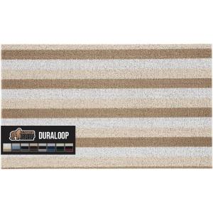 imageGORILLA GRIP Heavy Duty Striped Doormat Thick Bristles Crush Proof Texture Catches Dirt from Shoes Strong Backing Easy to Clean Indoor and Outdoor Entrance Mats 24x16 Burgundy Black CreamWhite  Cream  Beige