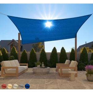 imageGORILLA GRIP Heavy Duty Sun Shade UV Protection Fade Tear and Rust Resistant Rectangle Sunshade Canopy Curved Edges Blocks Sunlight Breathable Sail Outdoor Patio Lawn Garden 10x13 FT SandBlue