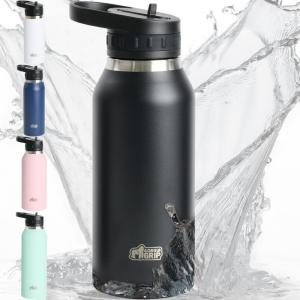 imageGORILLA GRIP Insulated Stainless Steel Water Bottle with Straw 32 oz Leak Proof BPAFree Reusable Travel Bottles for Sports School Keep Drinks Cold Dent Resistant Tumbler Dishwasher Safe NavyBlack
