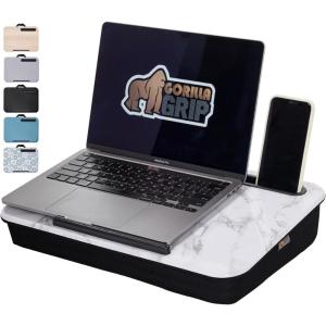 imageGORILLA GRIP Laptop Lap Desk with Phone Holder Pillow Cushion Desks Fit Laptops up to 156quot Tray Ledge Keep Computers in Place Portable Travel Workstation Essentials for Home Light Wood ColorMarble