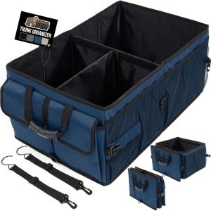 imageGORILLA GRIP Large Capacity Sturdy Trunk Storage Organizer Slip and Water Resistant Collapsible Organization Container for Car Sedan or SUV Multi Compartment Box Vehicle Accessories BlackBlue