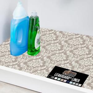 imageGORILLA GRIP LeakGuard NonAdhesive Under Sink Mat for Kitchen Cabinet Waterproof Quick Dry Shelf Liner Durable Absorbent Felt Mats for Bathroom Sinks Cabinets Dresser Easy to Trim 24x30 CharcoalDamask TaupeCream