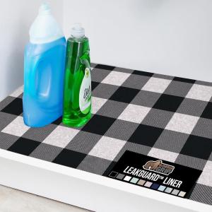imageGORILLA GRIP LeakGuard NonAdhesive Under Sink Mat for Kitchen Cabinet Waterproof Quick Dry Shelf Liner Durable Absorbent Felt Mats for Bathroom Sinks Cabinets Dresser Easy to Trim 24x30 CharcoalBuffalo Checkered Black White