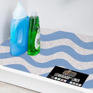 imageGORILLA GRIP LeakGuard NonAdhesive Under Sink Mat for Kitchen Cabinet Waterproof Quick Dry Shelf Liner Durable Absorbent Felt Mats for Bathroom Sinks Cabinets Dresser Easy to Trim 24x30 CharcoalWaves Sky BlueWhite