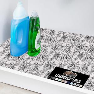 imageGORILLA GRIP LeakGuard NonAdhesive Under Sink Mat for Kitchen Cabinet Waterproof Quick Dry Shelf Liner Durable Absorbent Felt Mats for Bathroom Sinks Cabinets Dresser Easy to Trim 24x30 CharcoalFloral Gray