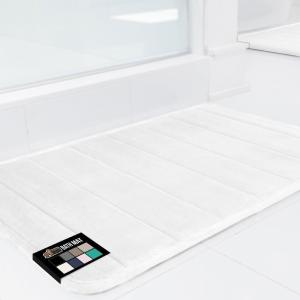 imageGORILLA GRIP Memory Foam Bath Mat Soft Absorbent US Designed Bathroom Rug Gripping Dots Machine Washable Bathmat Cushioned Floor Mats Shower Sink Rugs Room Dcor Accessories 24x17 Graphite GrayStriped White