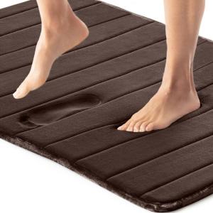 imageGORILLA GRIP Memory Foam Bath Mat Soft Absorbent US Designed Bathroom Rug Gripping Dots Machine Washable Bathmat Cushioned Floor Mats Shower Sink Rugs Room Dcor Accessories 24x17 Graphite GrayStriped Brown