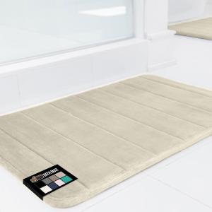 imageGORILLA GRIP Memory Foam Bath Mat Soft Absorbent US Designed Bathroom Rug Gripping Dots Machine Washable Bathmat Cushioned Floor Mats Shower Sink Rugs Room Dcor Accessories 24x17 Graphite GrayStriped Champagne