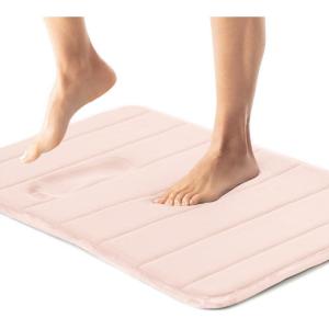 imageGORILLA GRIP Memory Foam Bath Mat Soft Absorbent US Designed Bathroom Rug Gripping Dots Machine Washable Bathmat Cushioned Floor Mats Shower Sink Rugs Room Dcor Accessories 24x17 Graphite GrayStriped Pink